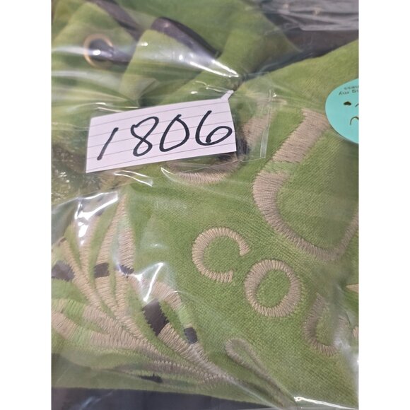 Y2K Juicy Couture Green Velvet Tote Bag With Black Leather Handles & Gold Accent - Picture 12 of 13